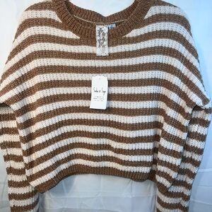 Sadie & Sage Brown and Cream Striped Sweater